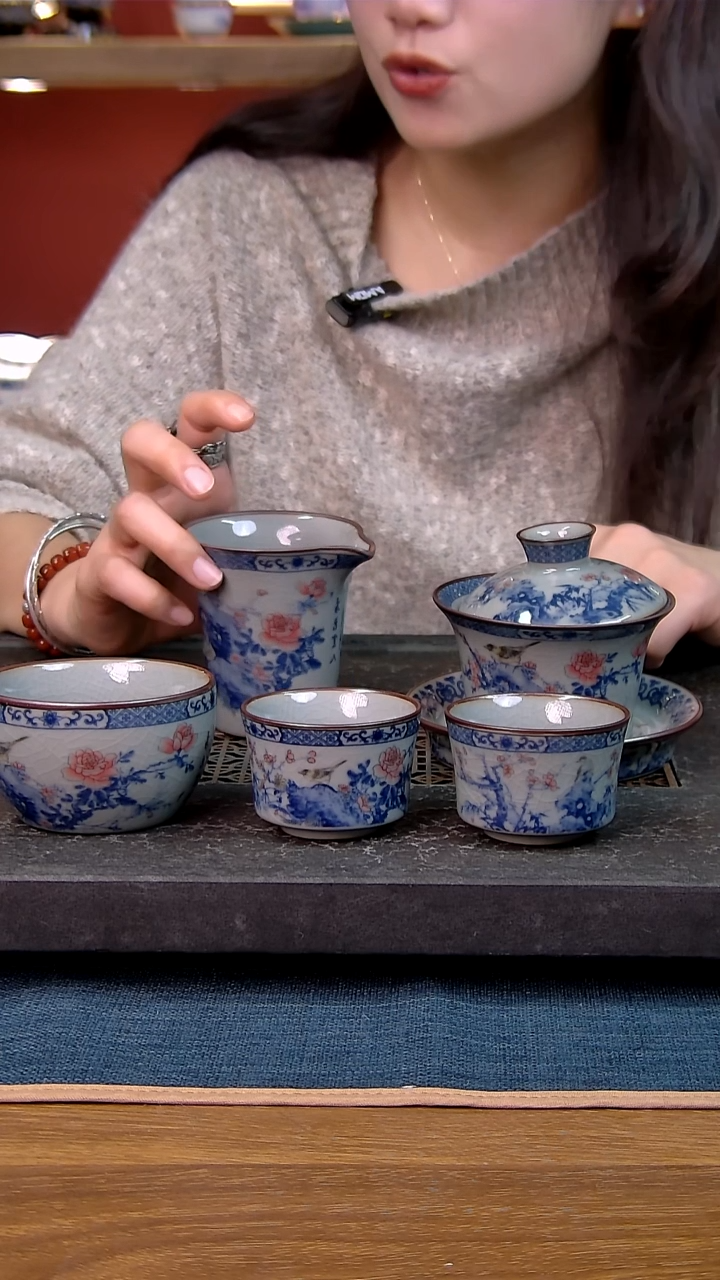 简装家用款5件套 老陶泥开片纹陶瓷茶具