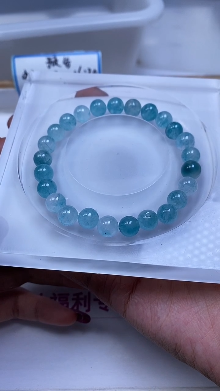 未镶嵌散珠碧玺A1791 蓝碧玺8mm30颗9.9元