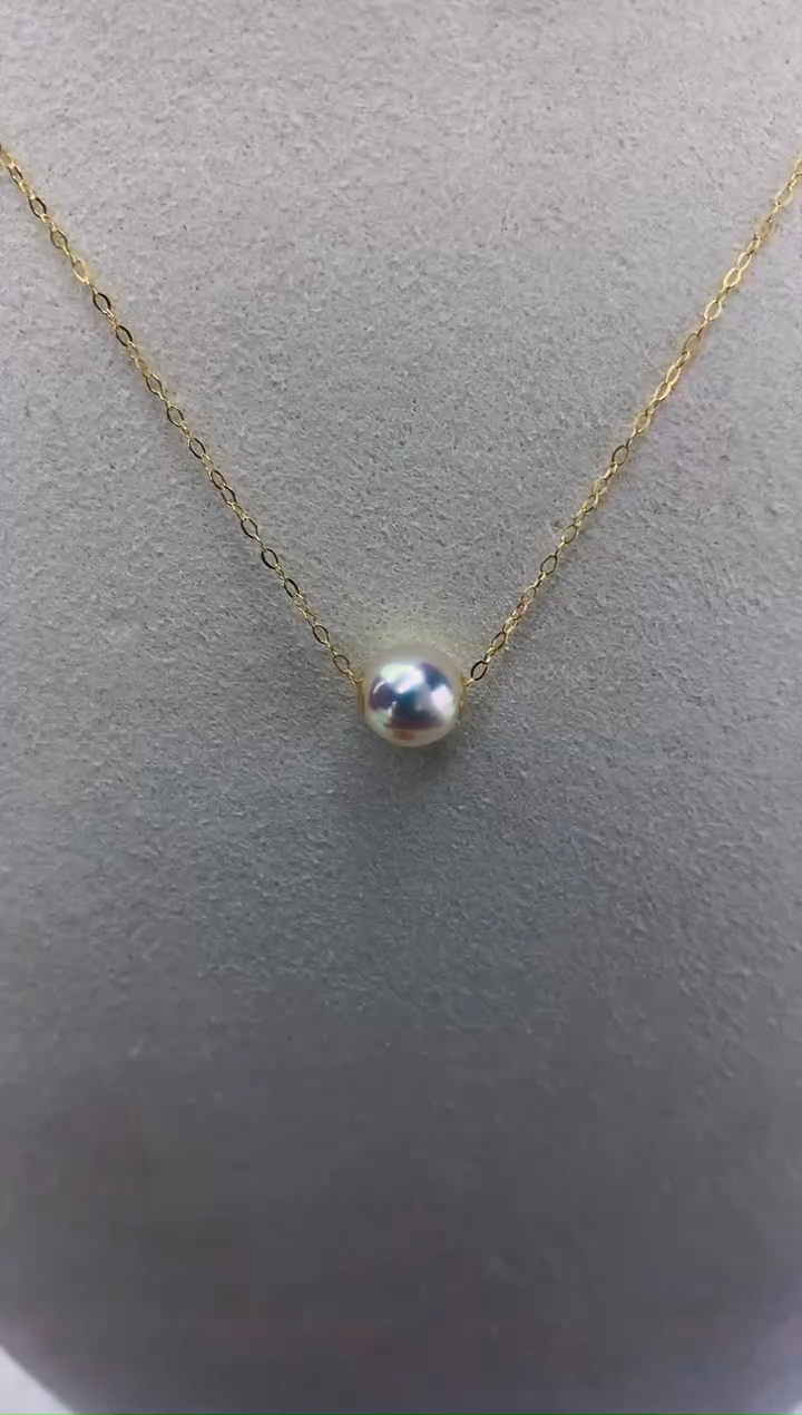 18K金镶嵌GD海水珍珠 GD008 路路通吊坠 7-8