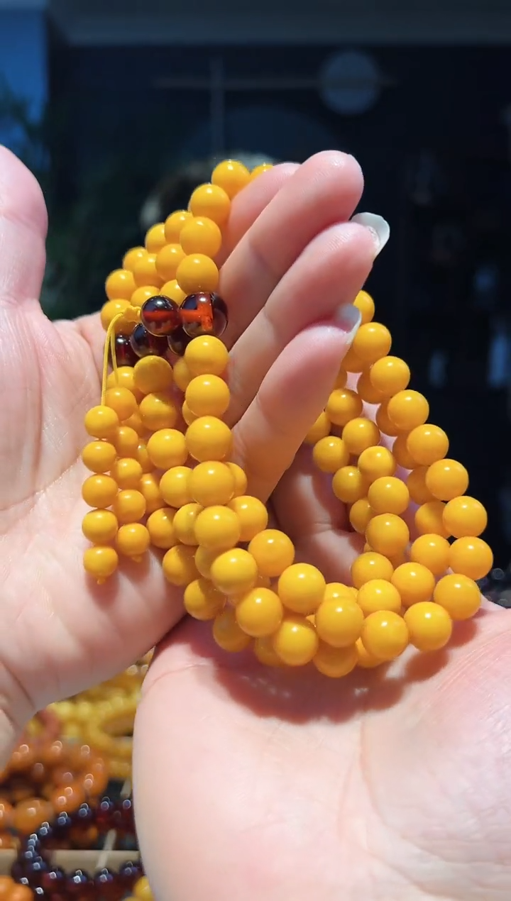 【闪购商品】蜜蜡手串未镶嵌0.9+108鸡油黄