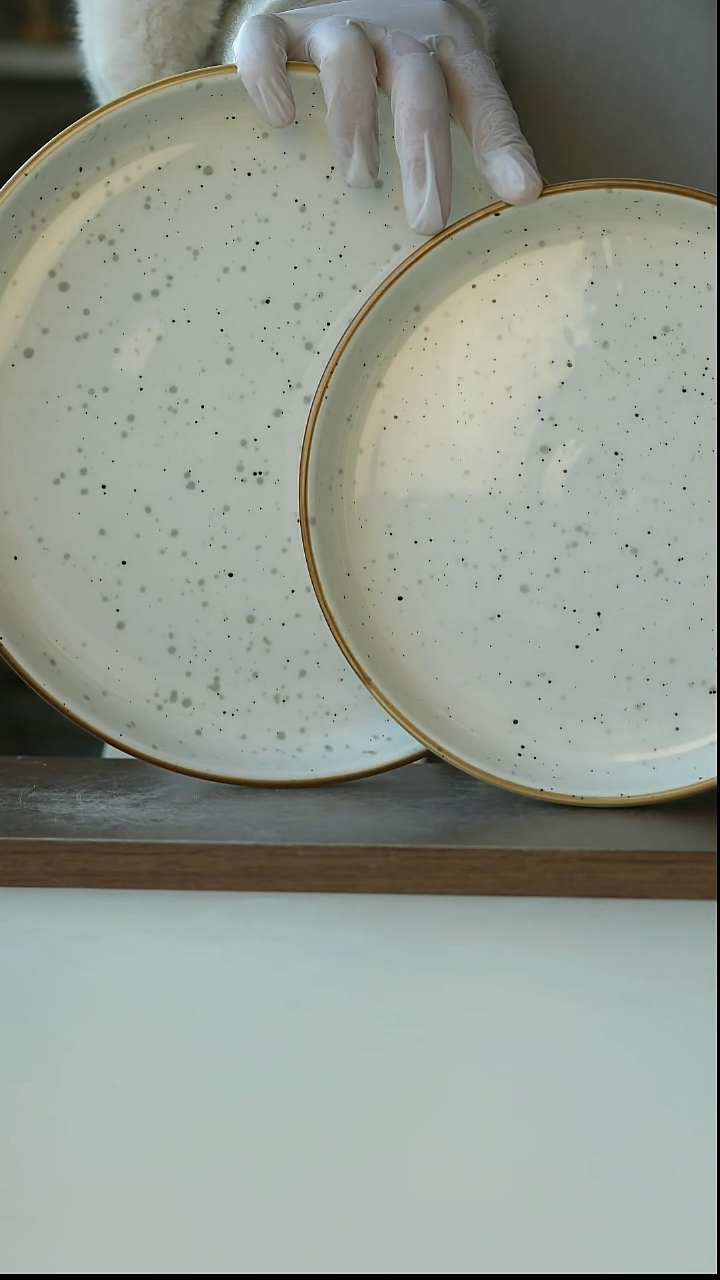 陶瓷北欧风泼墨直身牛排盘+早餐盘微瑕@4-2@