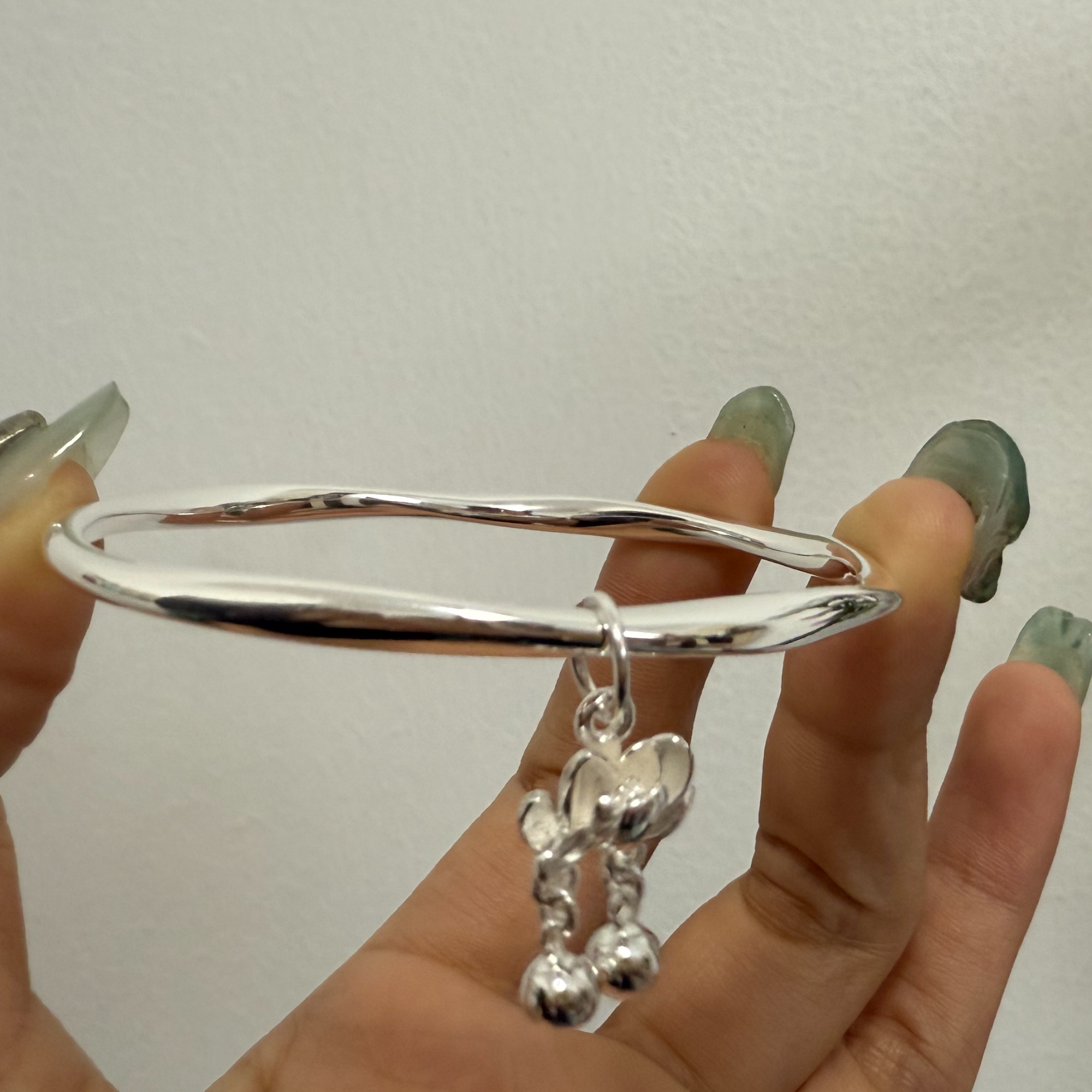 足银手镯 吊坠莲花闭口手镯足银999.9