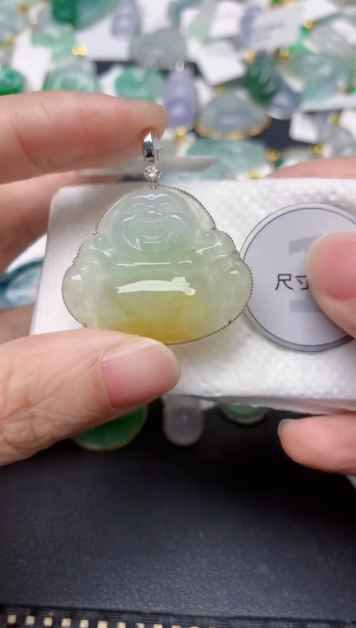 颈饰18K金镶嵌翡翠天然翡翠A货