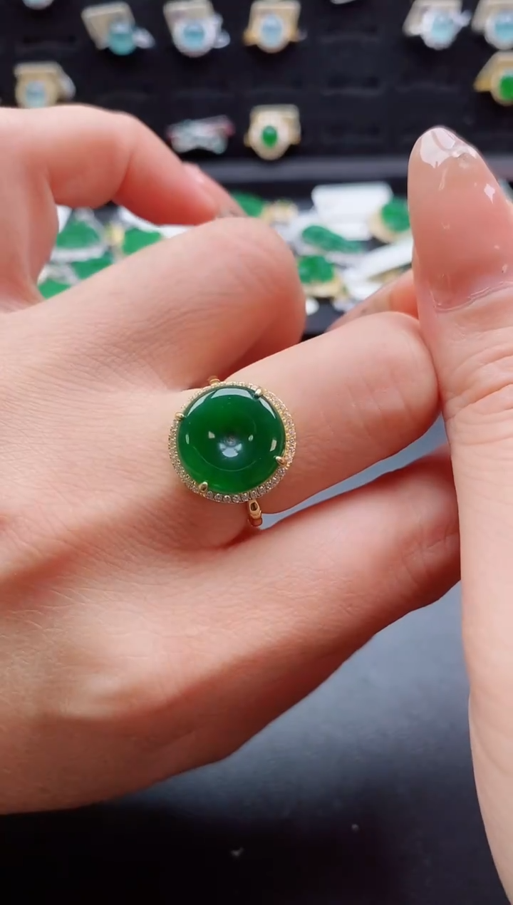 银S925镶嵌戒指翡翠1