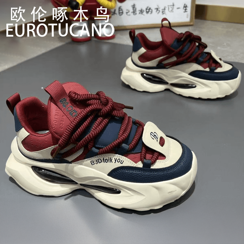 欧伦啄木鸟EUROTUCANO夏季新款休闲老爹鞋男款防滑耐磨跑步运动鞋