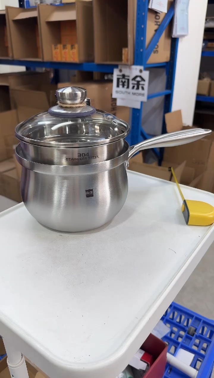 瓷片18cm不锈钢蒸奶锅带蒸屉3L