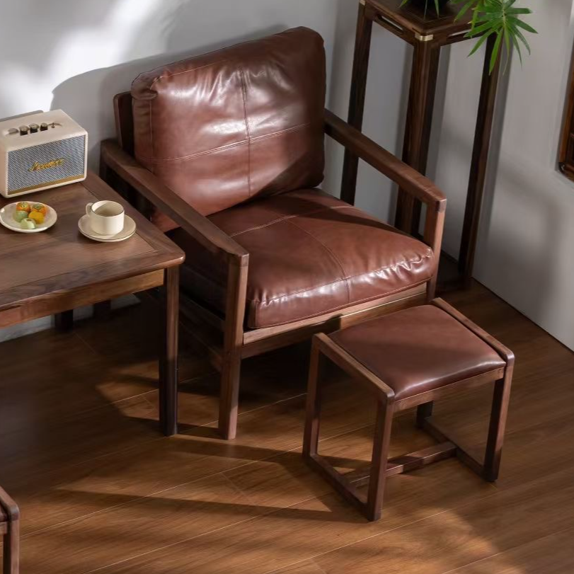 【北美黑胡桃木】汉克椅休闲椅实木单人沙发椅客厅扶手椅沙发单椅