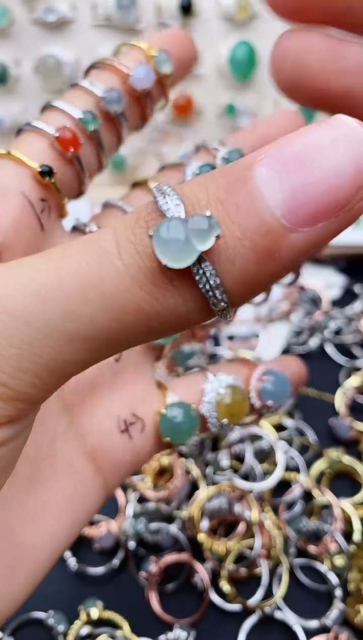 【闪购商品】翡翠戒指银S925镶嵌缅甸翡翠