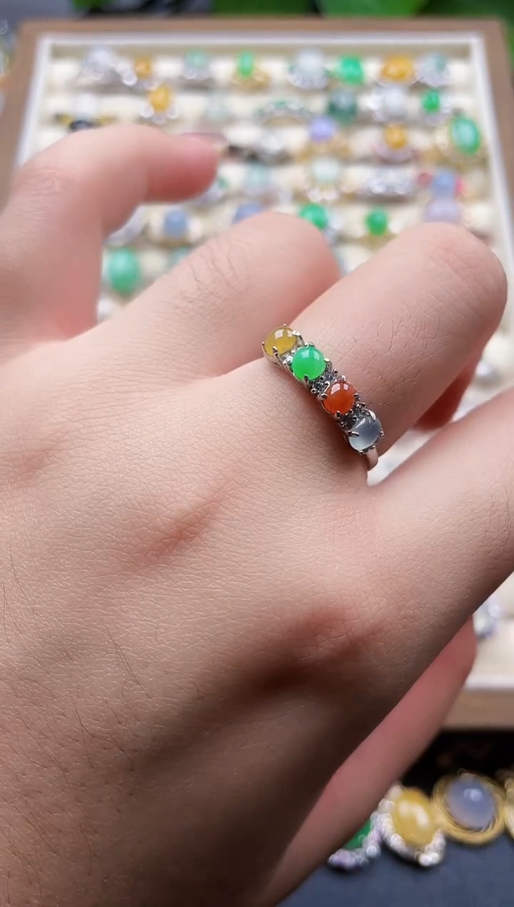 银S925镶嵌戒指翡翠1