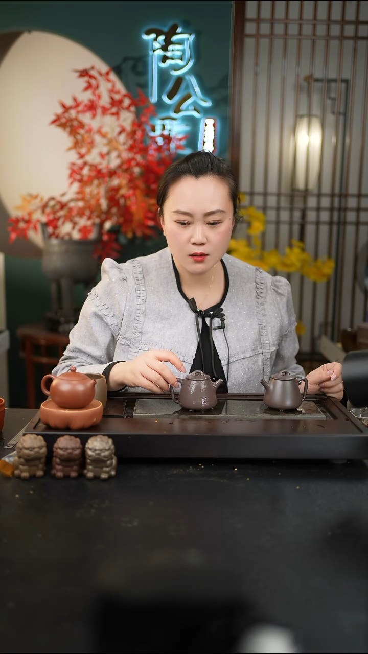 茶壶紫砂大水潭天青高石瓢刻绘花鸟150cc