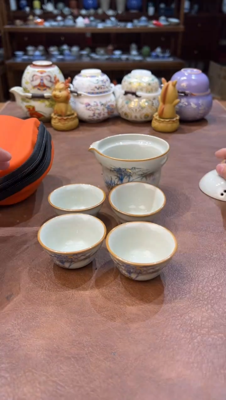 真的很便宜超好看会开片的旅行茶具