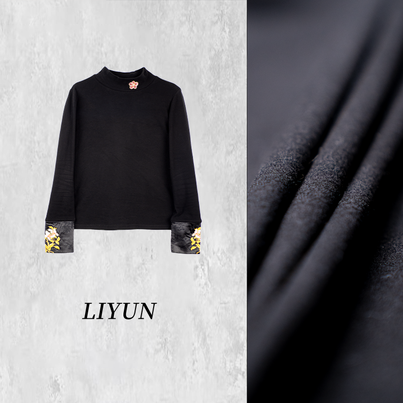 【念芙】半高领打底刺绣国风新中式百搭秋冬长袖加绒保暖