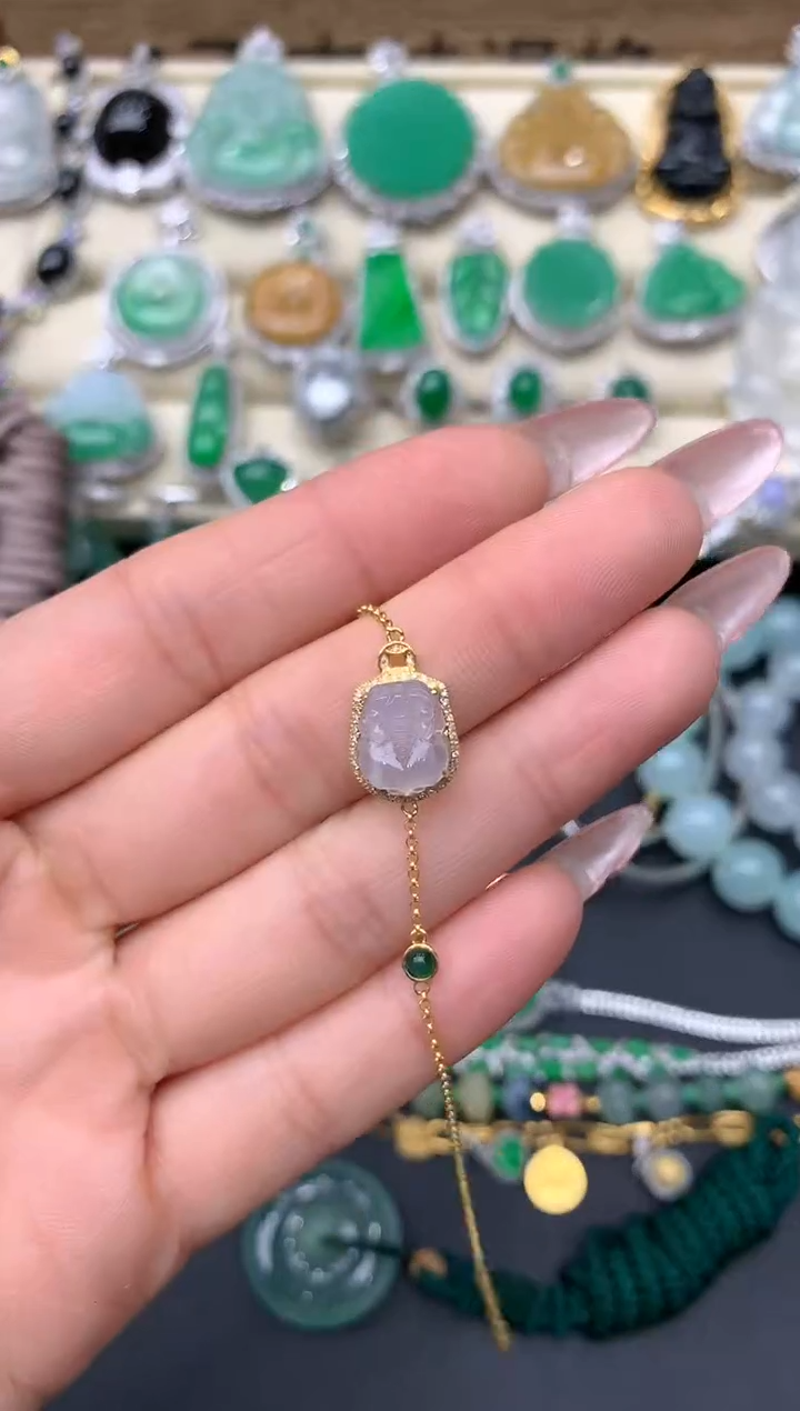 【闪购商品】翡翠手链18K金镶嵌137-中国好珍宝