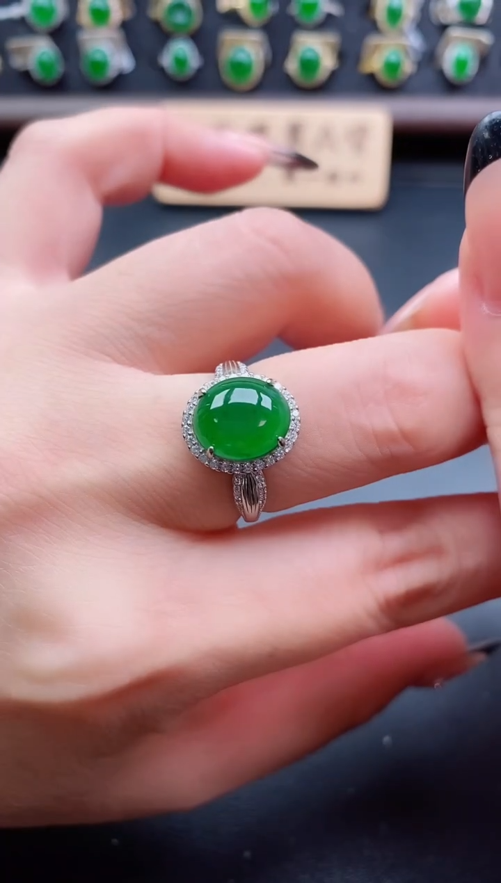 银S925镶嵌戒指翡翠1