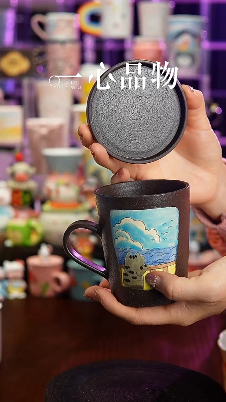 杯子瓷S97景德镇手工手绘杯子摆件