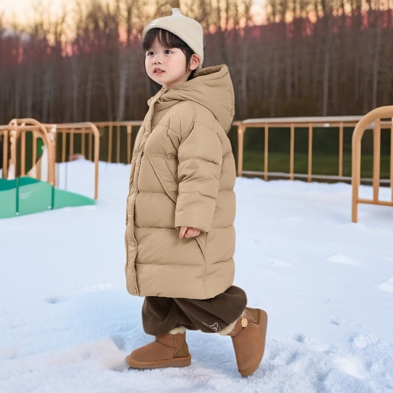 男童锁温羽绒服2025长款儿童冬季新款中小童90白鸭绒保暖外套连帽
