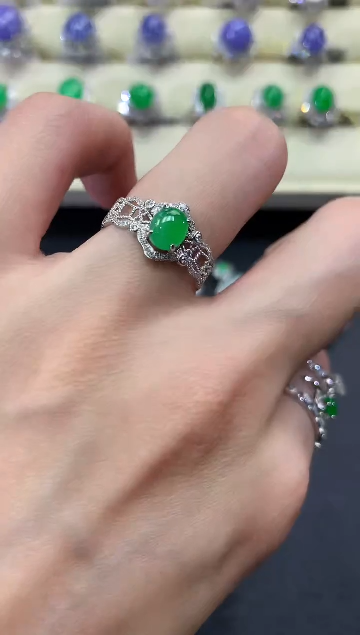 【闪购商品】翡翠戒指18K金镶嵌a47