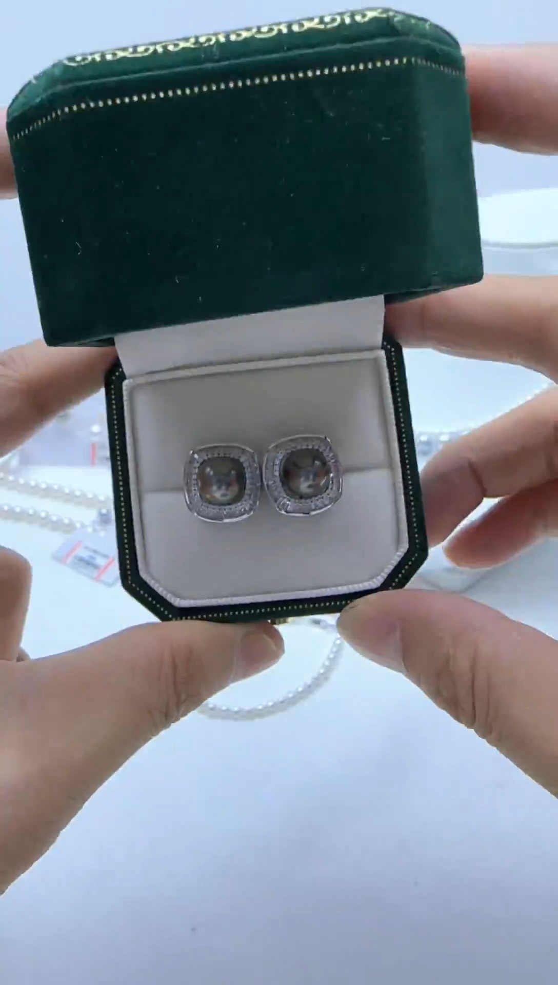 银S925镶嵌海水珍珠HG大溪地耳饰v012