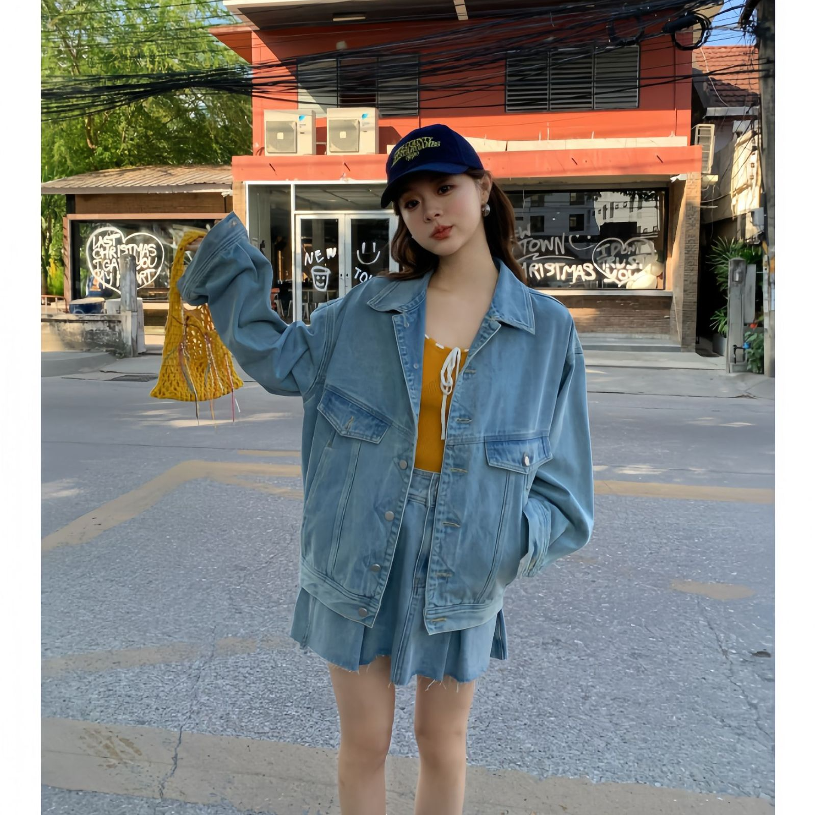 2025美式街头复古风时尚宽松牛仔外套女C3607