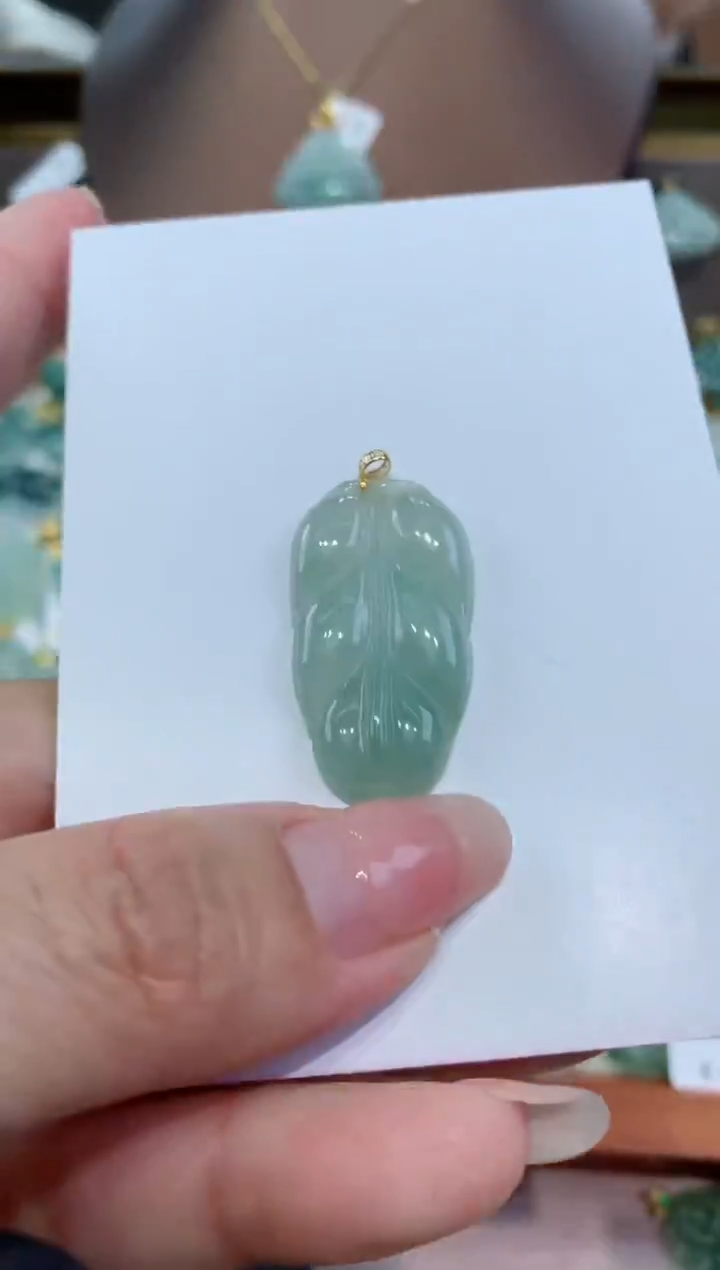 【闪购商品】翡翠颈饰18K金镶嵌天然缅甸a货翡翠