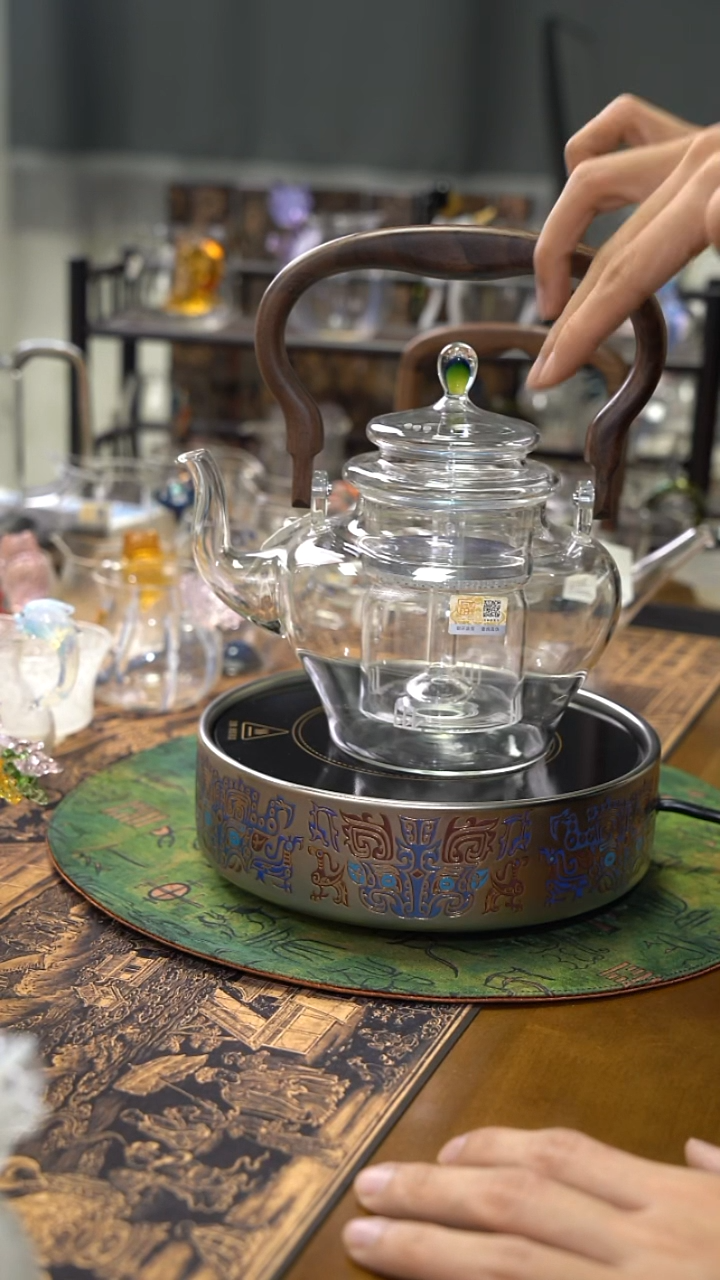 天坛祈福壶透明色晶焱金标+电陶炉亮银色