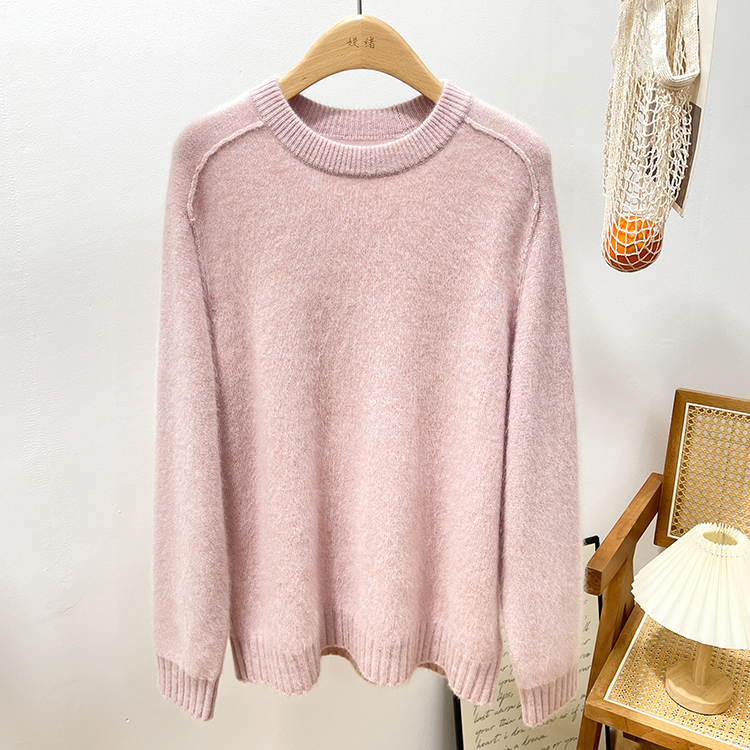 小禾2025秋冬新款康塞妮A级100%夹花山羊绒拉毛针织衫