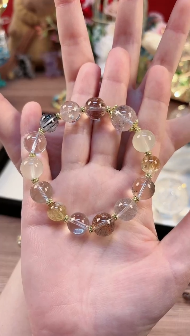 【闪购商品】水晶手链未镶嵌DL2154精品水晶发晶多宝10-14