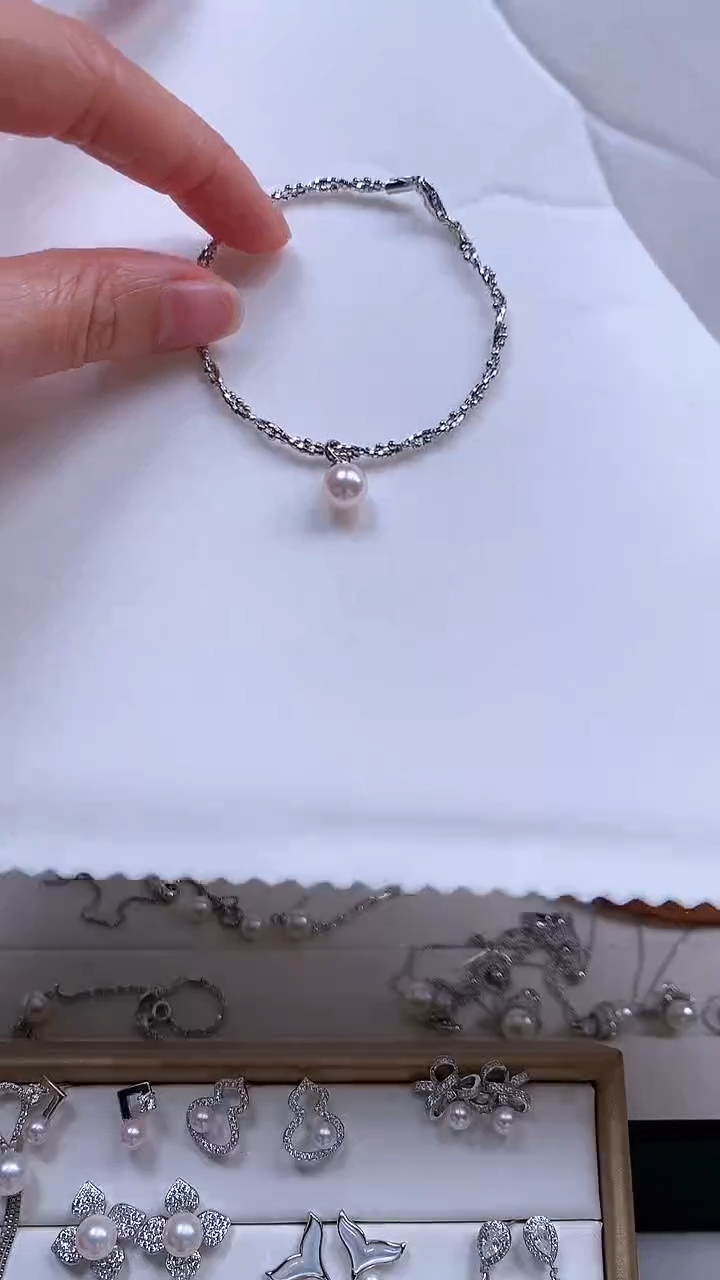 【闪购商品】海水珍珠手绳银S925镶嵌麦穗手链