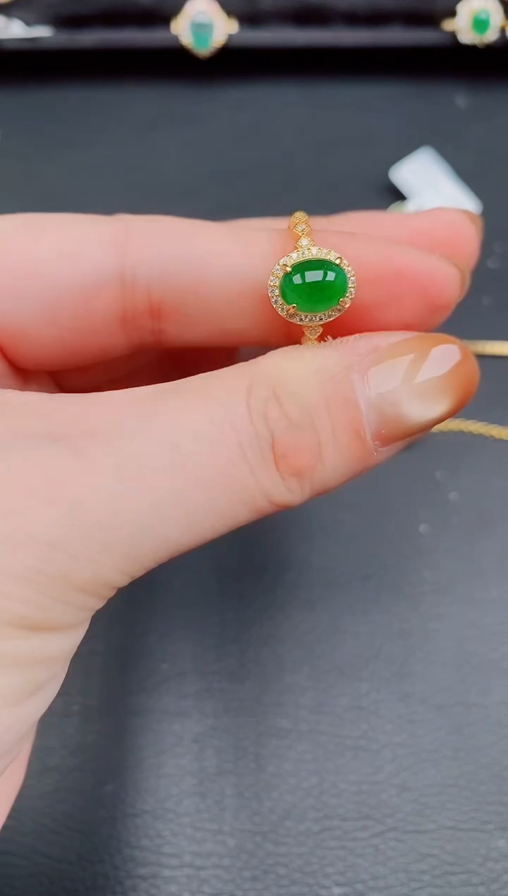【闪购商品】翡翠戒指银S925镶嵌天然a货翡翠257