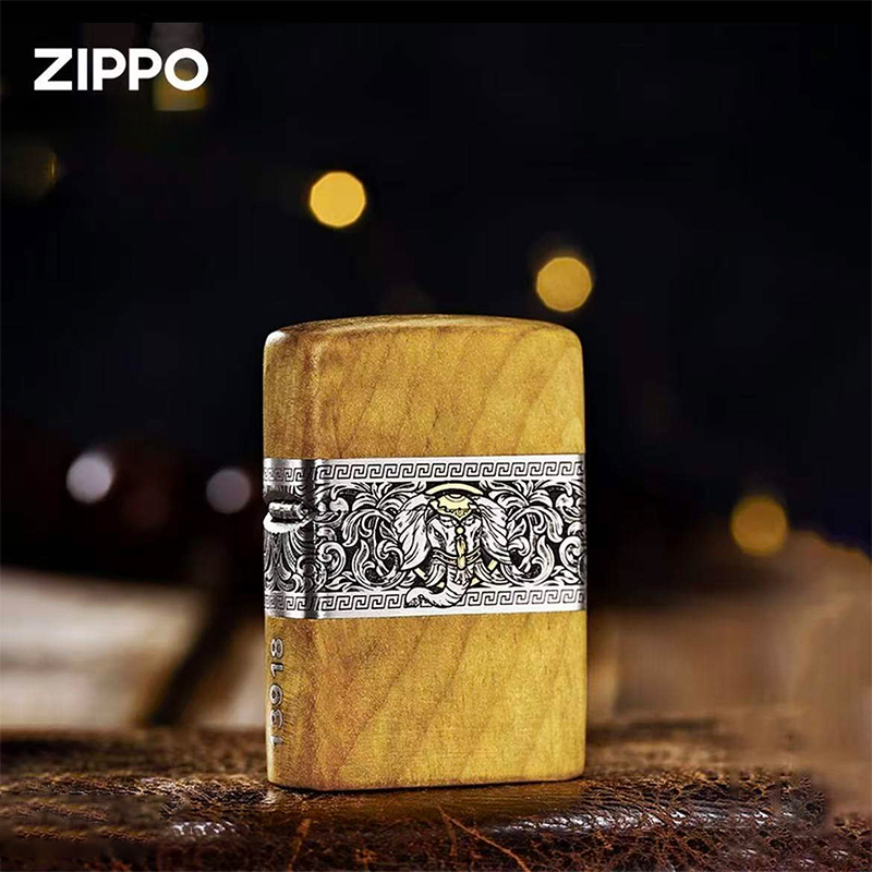 【如意吉象】zippo打火机正品金丝楠木壳煤油打火机生日送男友礼物
