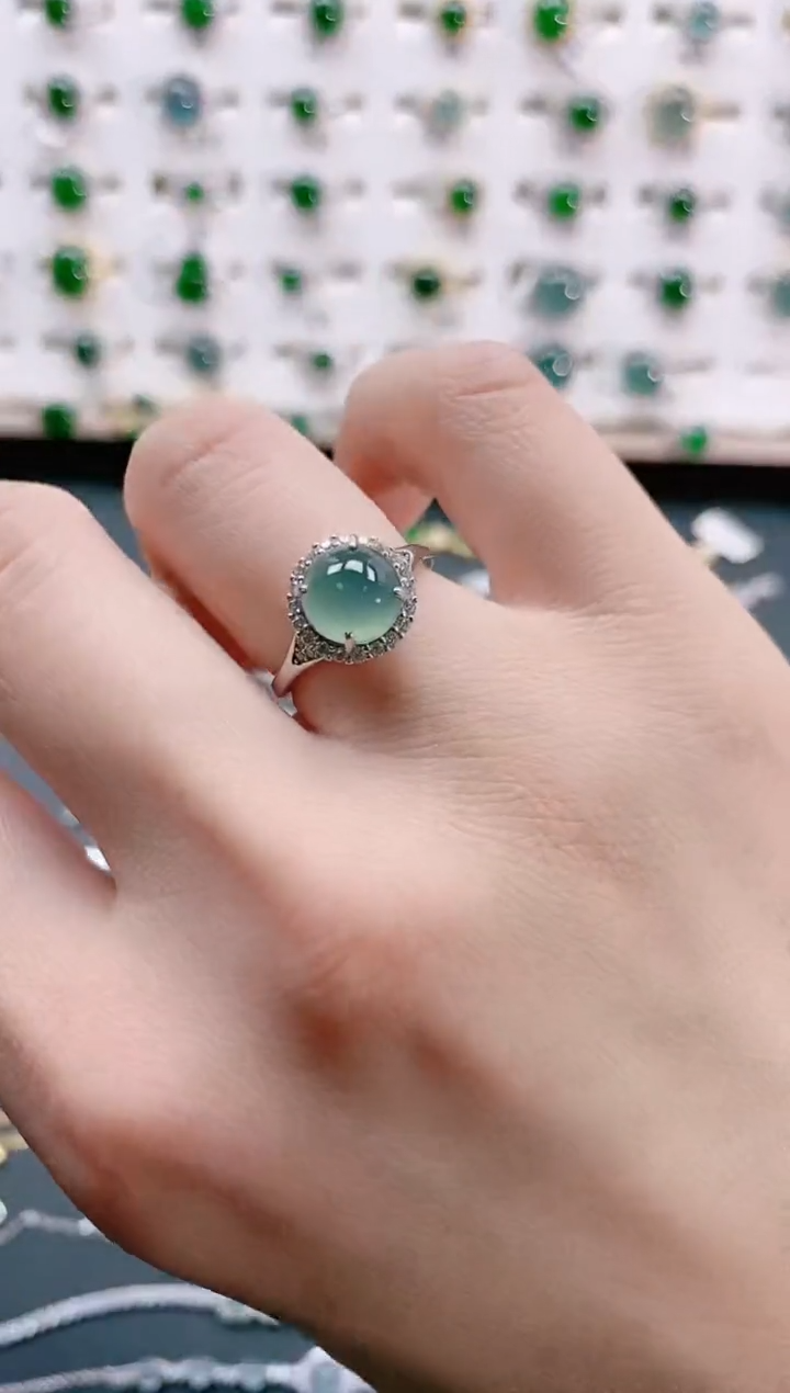 【闪购商品】翡翠戒指银S925镶嵌天然翡翠