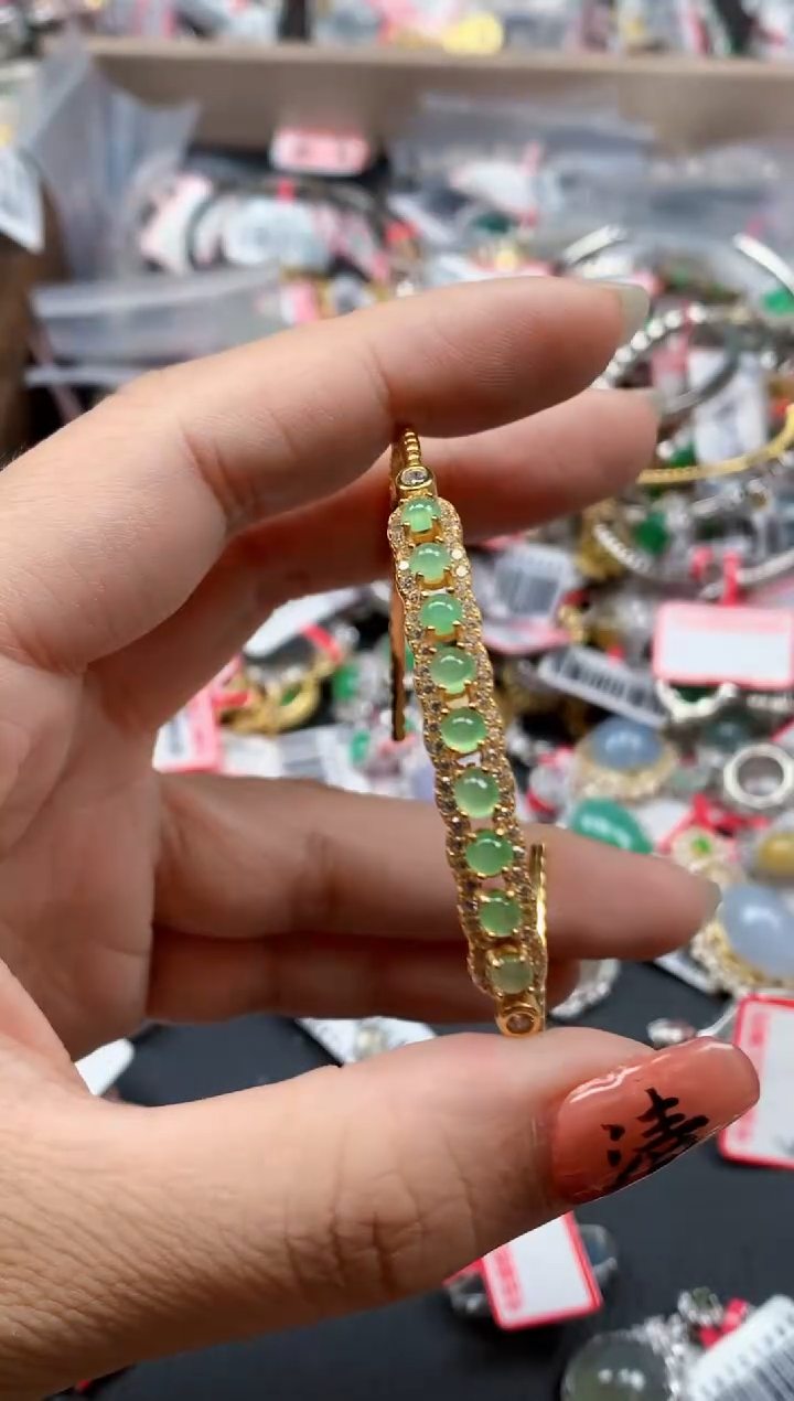 银S925镶嵌戒指翡翠天然A货缅甸翡翠