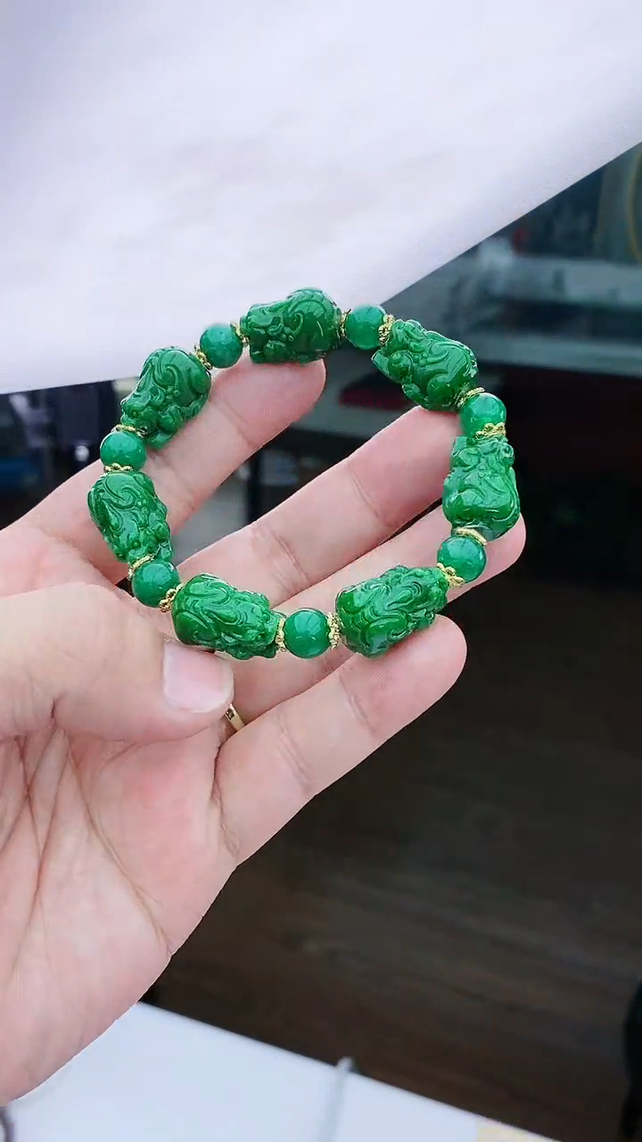 【闪购商品】翡翠手链14K金镶嵌S52手链