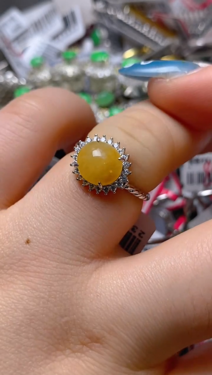 银S925镶嵌戒指翡翠百内无证书