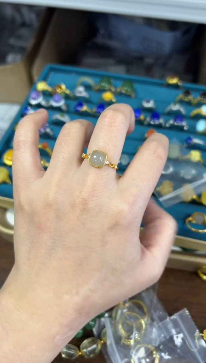 银S925镶嵌戒指和田玉孤品和田玉烟紫银戒指[48]