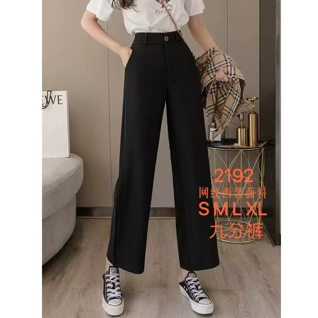 格子推荐~高腰显瘦直筒西装裤2192