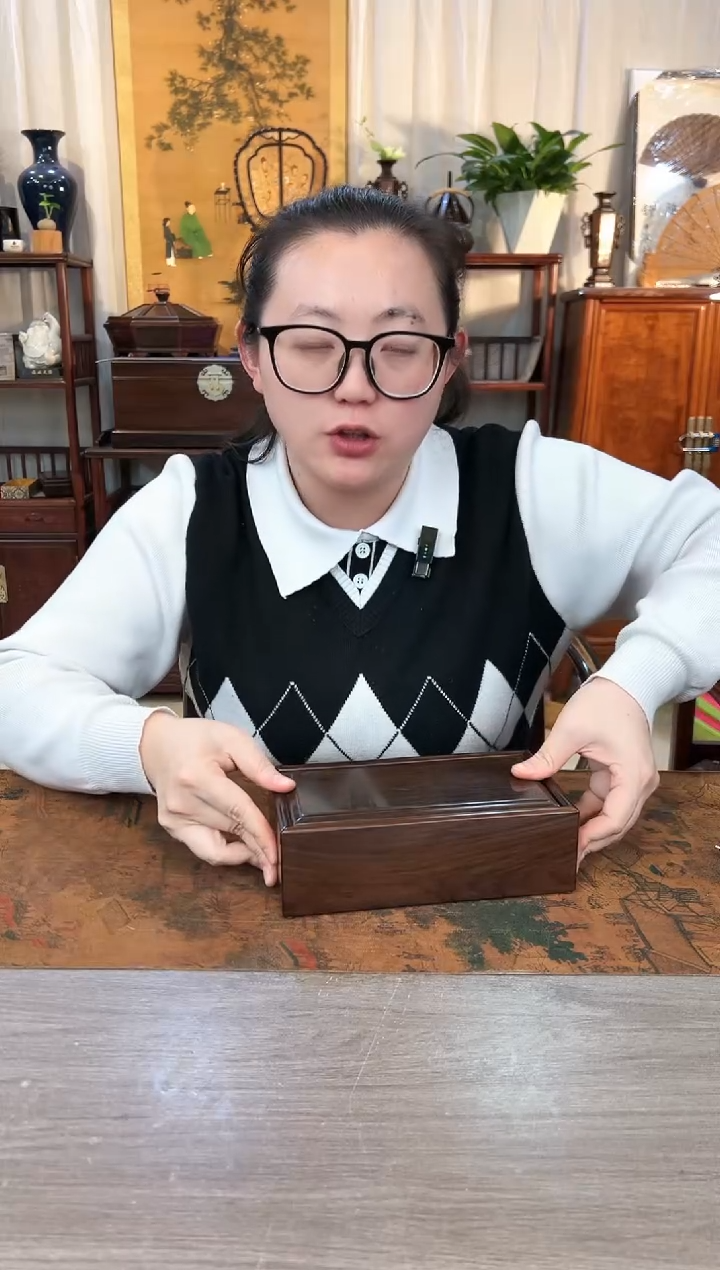 【闪购商品】红酸枝木类成套家具大红酸枝素面抽拉盒 21*11*6.5
