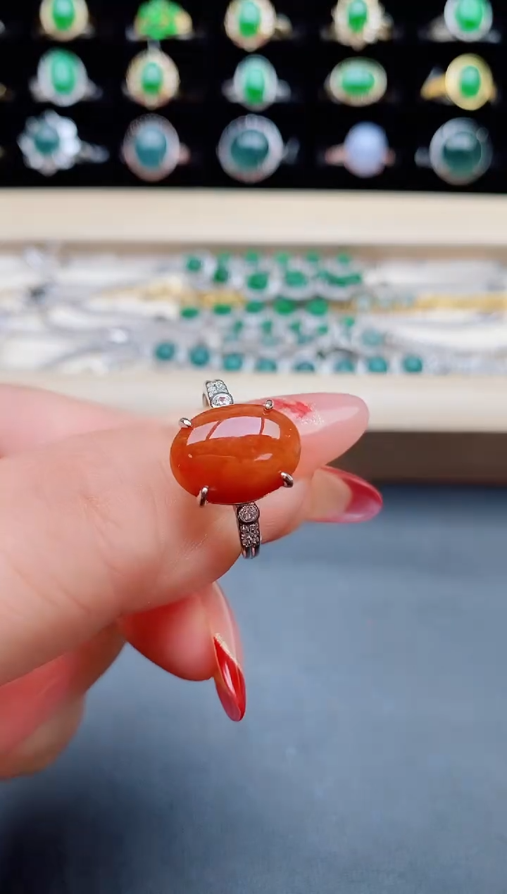 【闪购商品】翡翠戒指银S925镶嵌085850