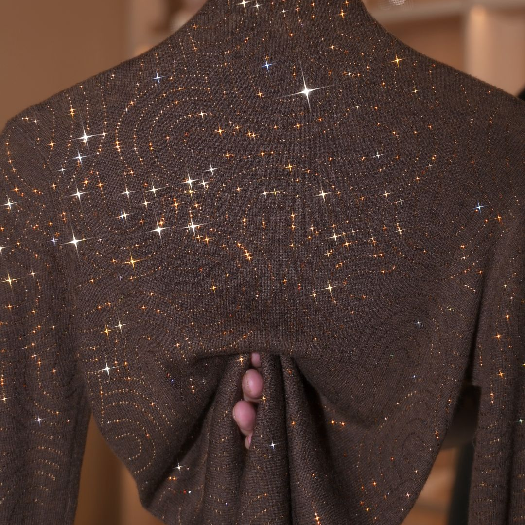 GD1099—2025年秋季新款烫钻高端百搭显瘦高领长袖上衣女（三三）