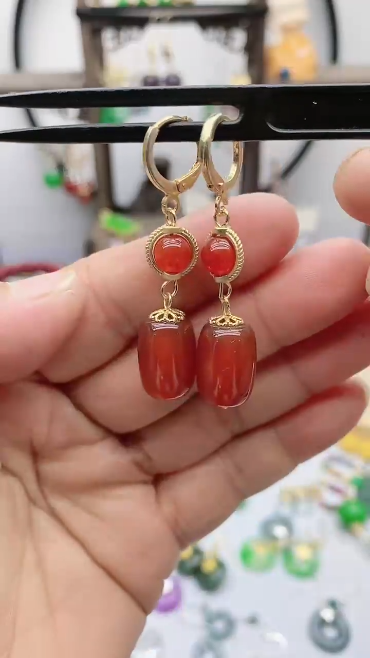 未镶嵌南红玛瑙耳饰96