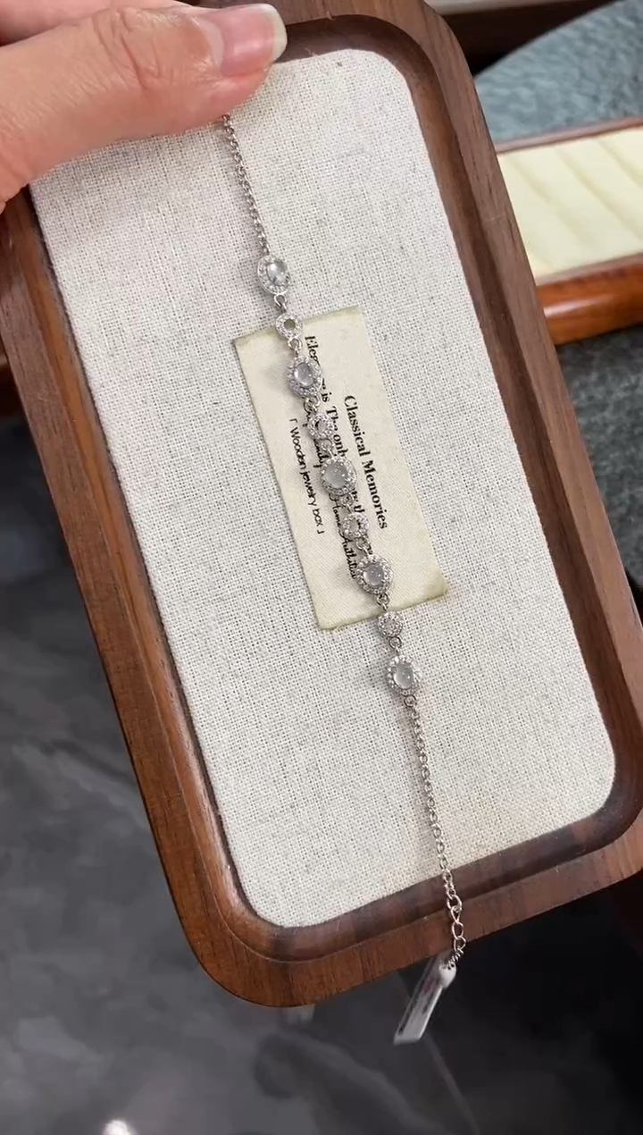 银S925镶嵌挂件翡翠A****年手链