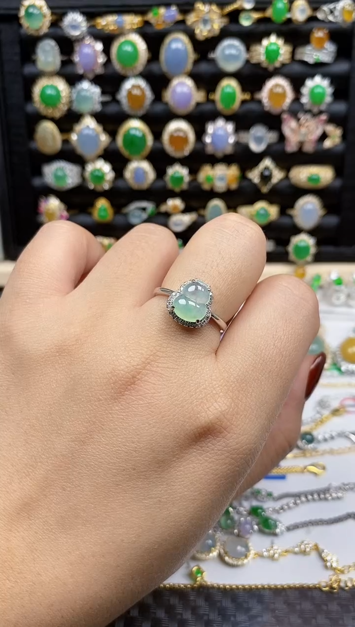 银S925镶嵌戒指翡翠8474