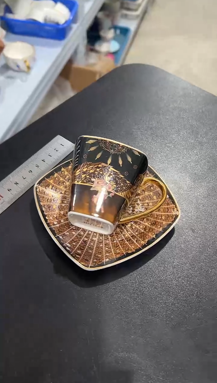 杯子骨瓷（简装）咖啡杯碟一套+骨瓷咖啡勺