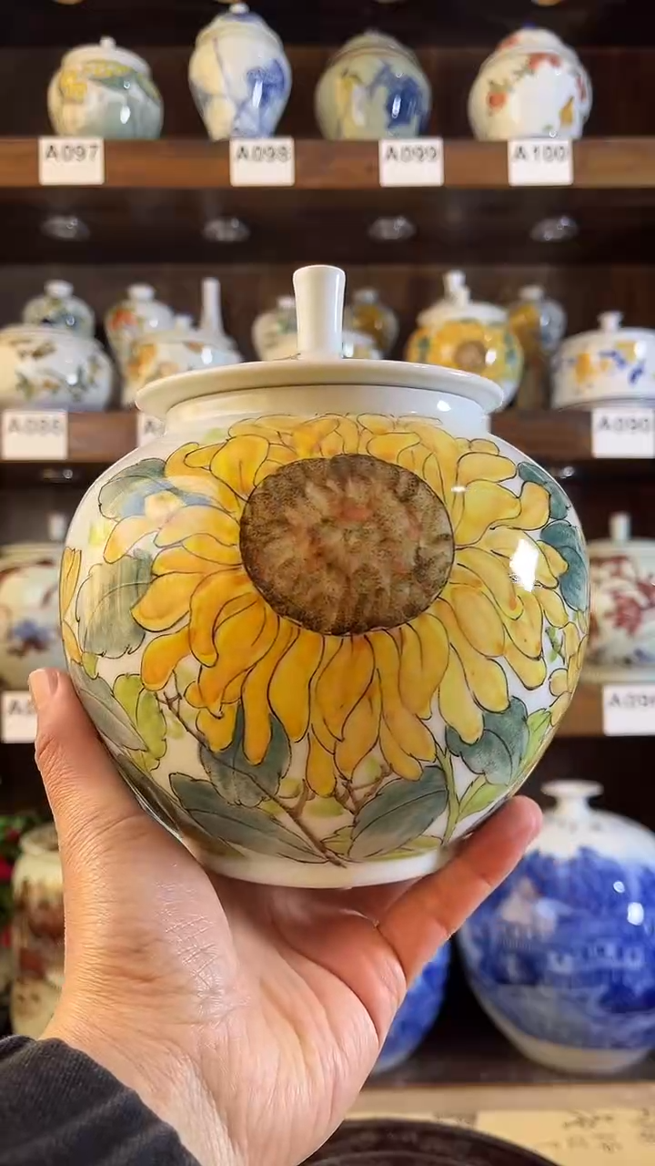 【闪购商品】纯手工手绘工笔向日葵储物罐