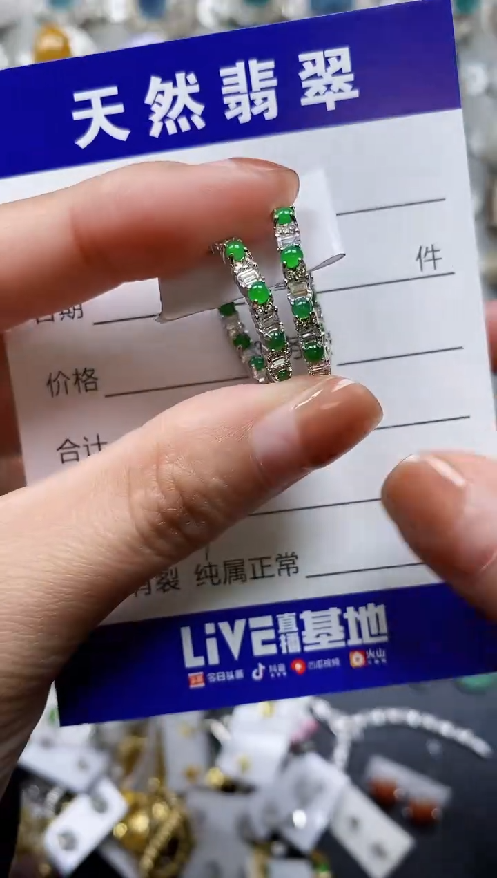 【闪购商品】翡翠耳饰银S925镶嵌0519