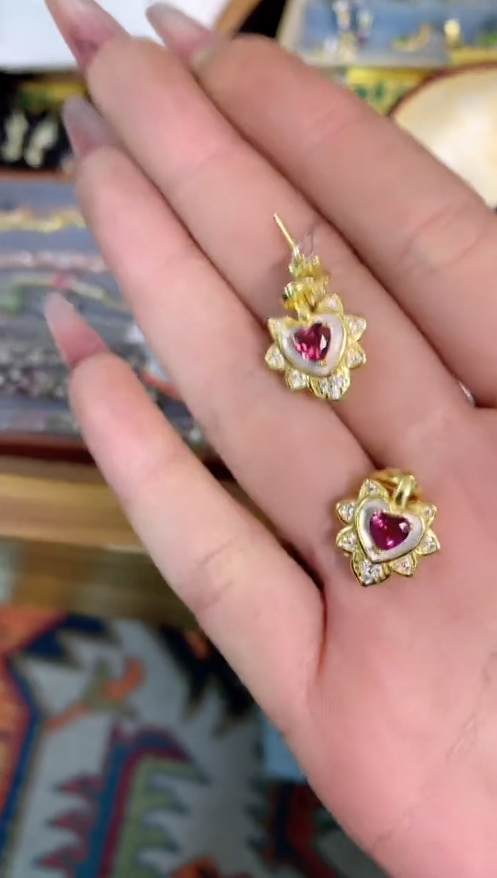 【闪购商品】石榴石耳饰银S925镶嵌楚楚中古珠宝甄选不退换