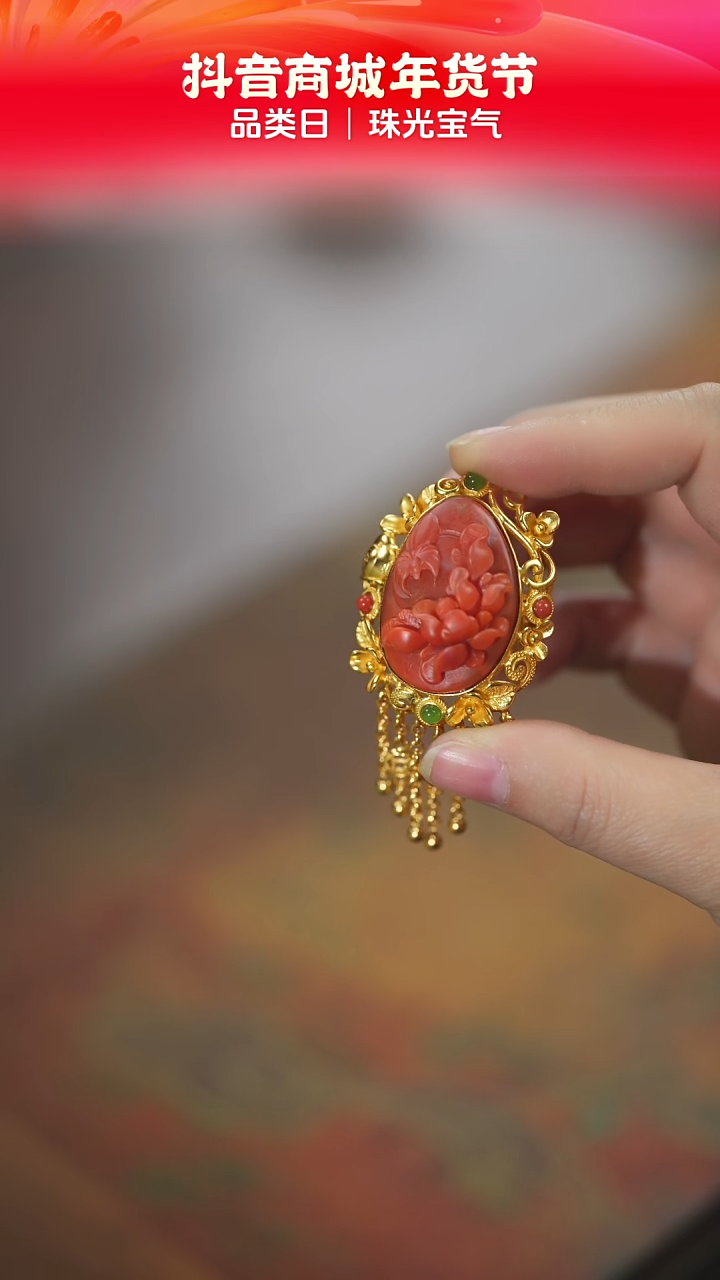 【闪购商品】南红玛瑙戒指银S925镶嵌蝶恋花