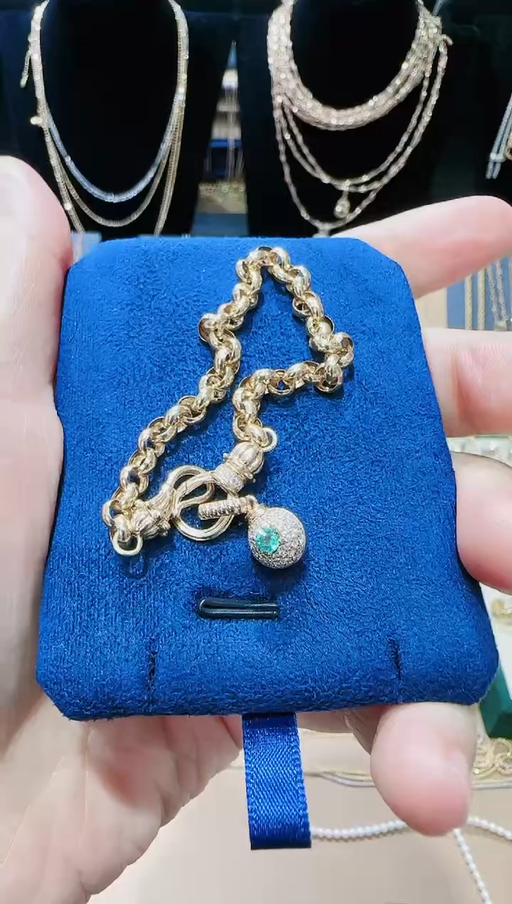 【闪购商品】钻石手链18K金镶嵌钻石手链17cm含吊坠