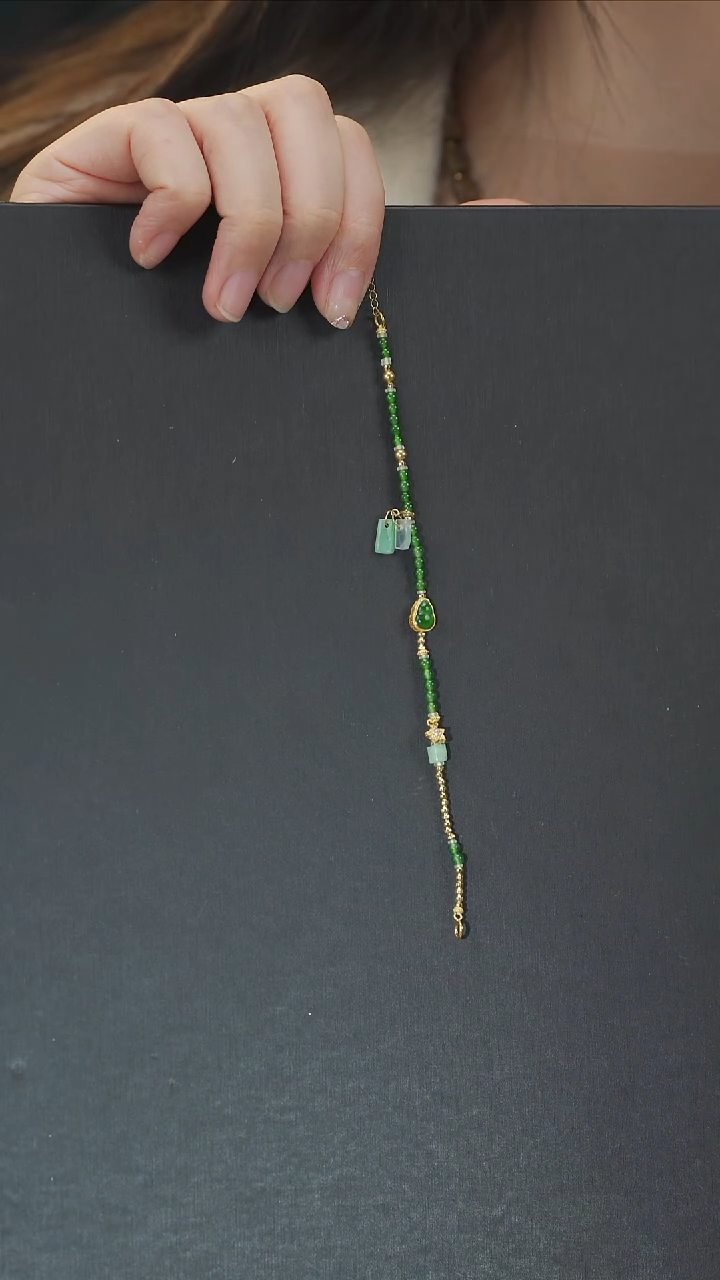 【闪购商品】翡翠手链18K金镶嵌手链