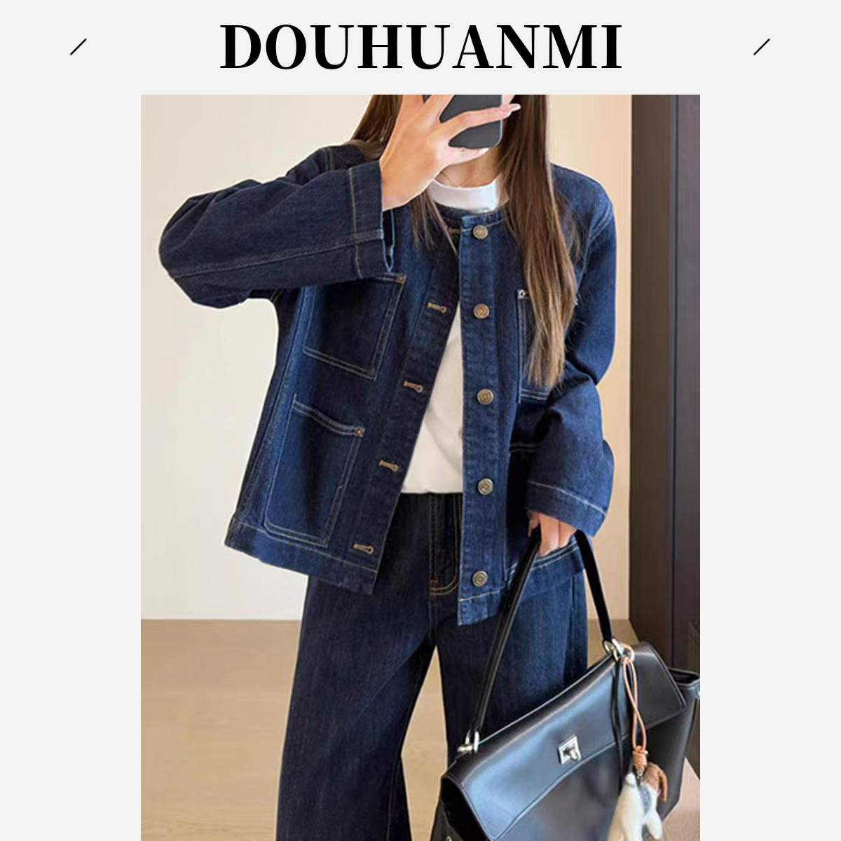 女短外套短款韩版牛仔外套薄款口袋纽扣耐磨